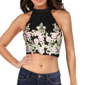 Jodi Kristopher floral beaded formal crop top Size 3